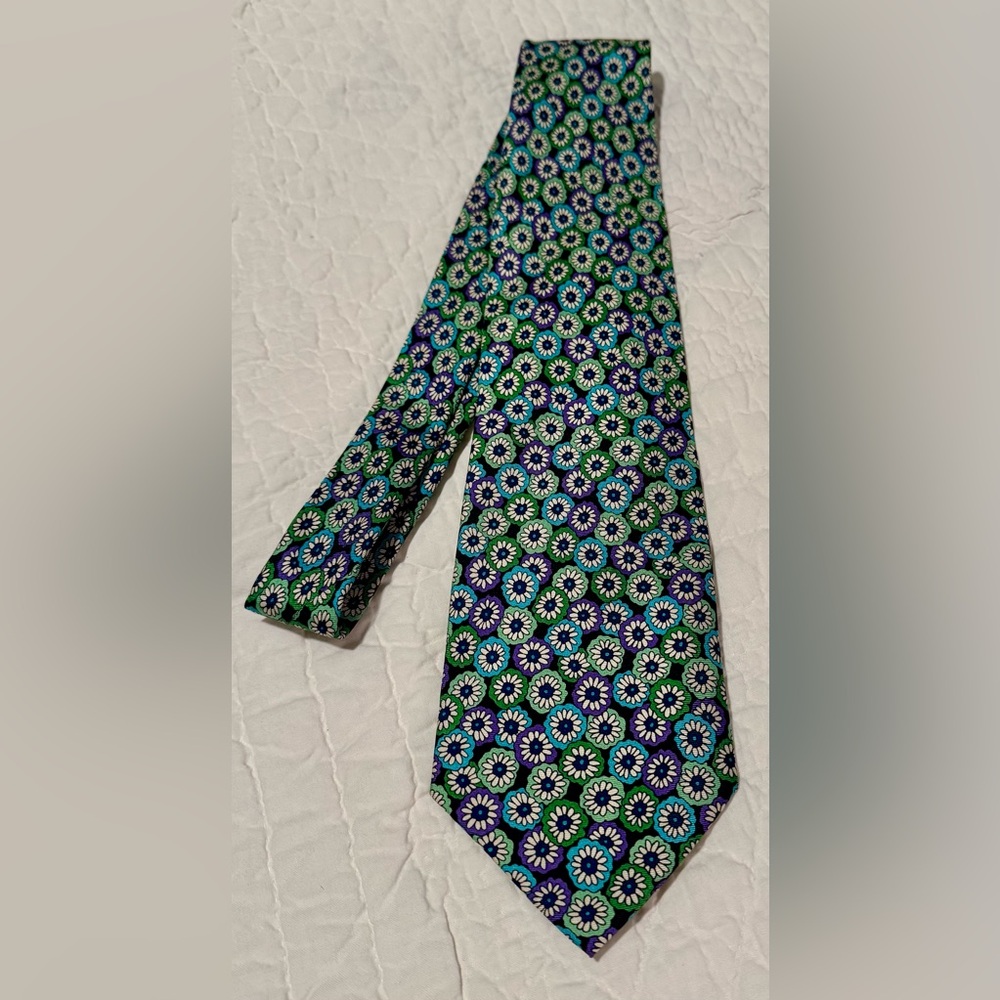 Vera Bradley Green and Blue Flower Patterned Tie